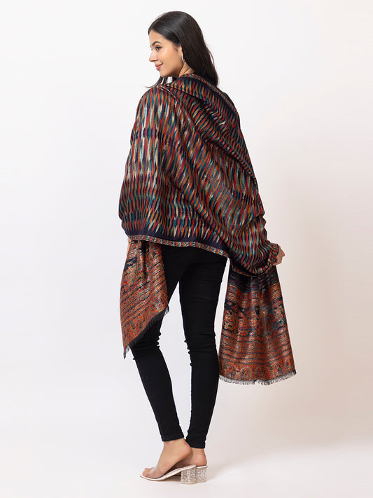 Tillaari Dark Blue Royal Procession Motif Stole