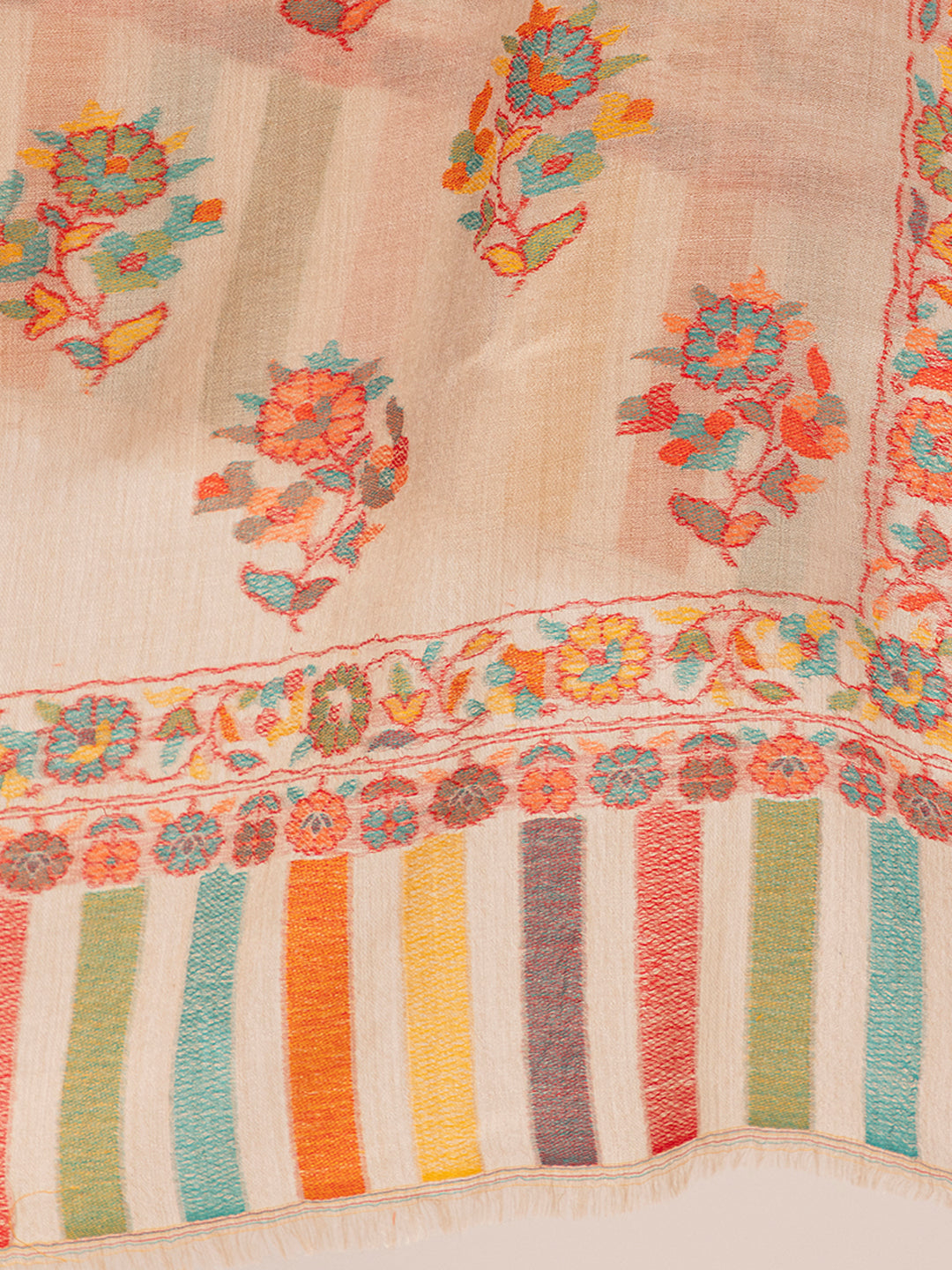 Tillaari Light Mixture Shawl with Multicolor Floral Buti Motifs