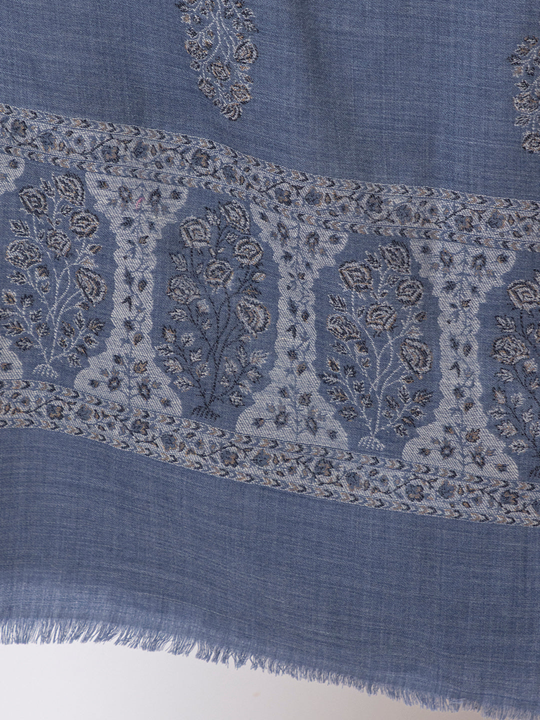 Tillaari Timeless Blue Shawl adorned with Refined Buti Motifs