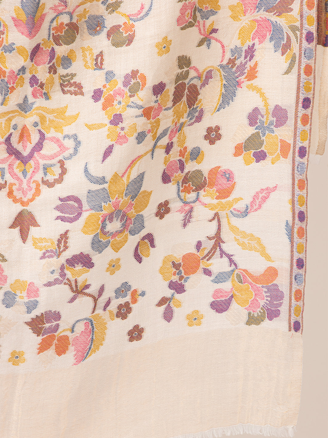 Tillaari Elegant Stole with Multicolor Floral Jaal