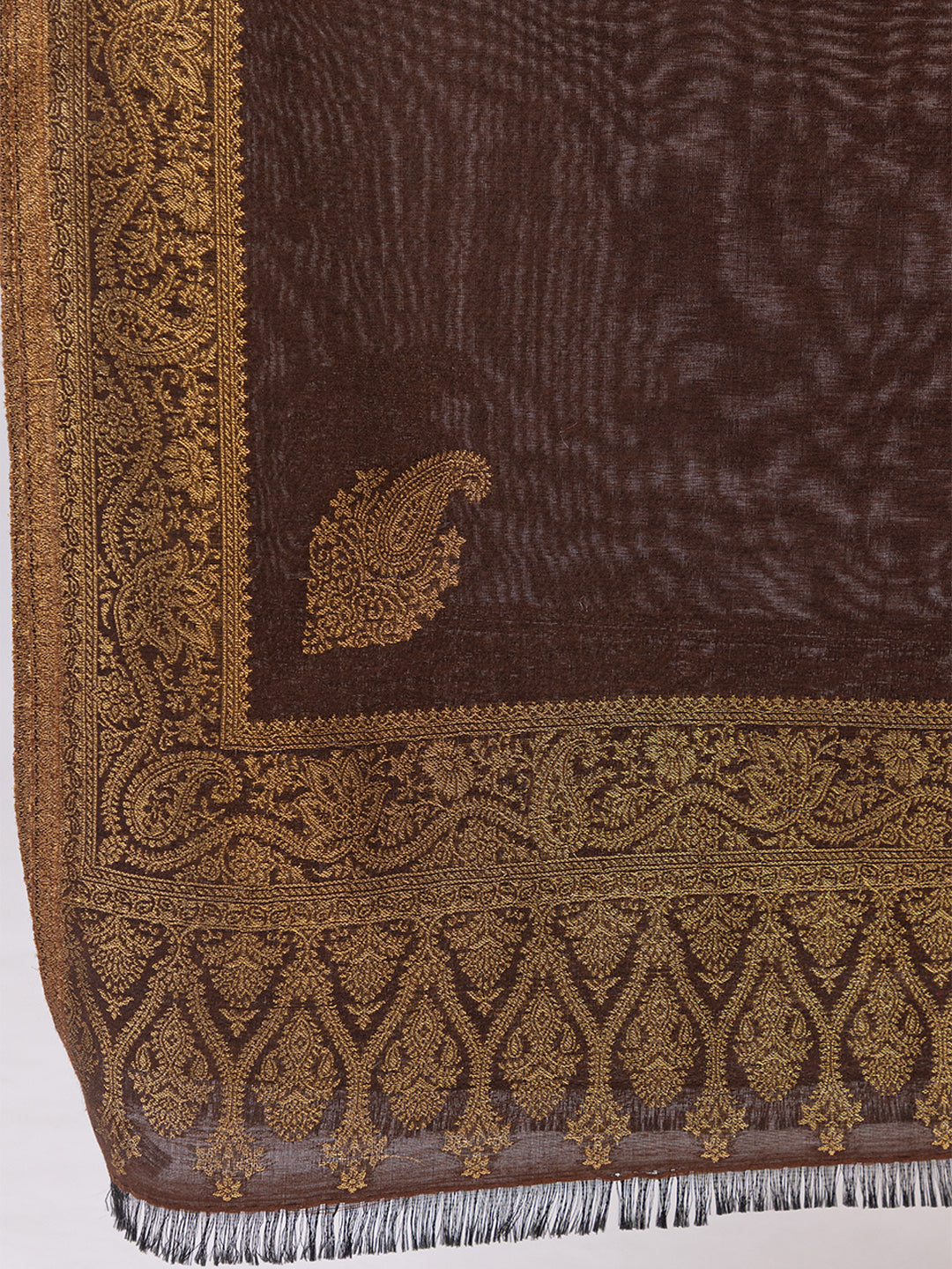 Tillaari Festive Stole with Gold Zari Border