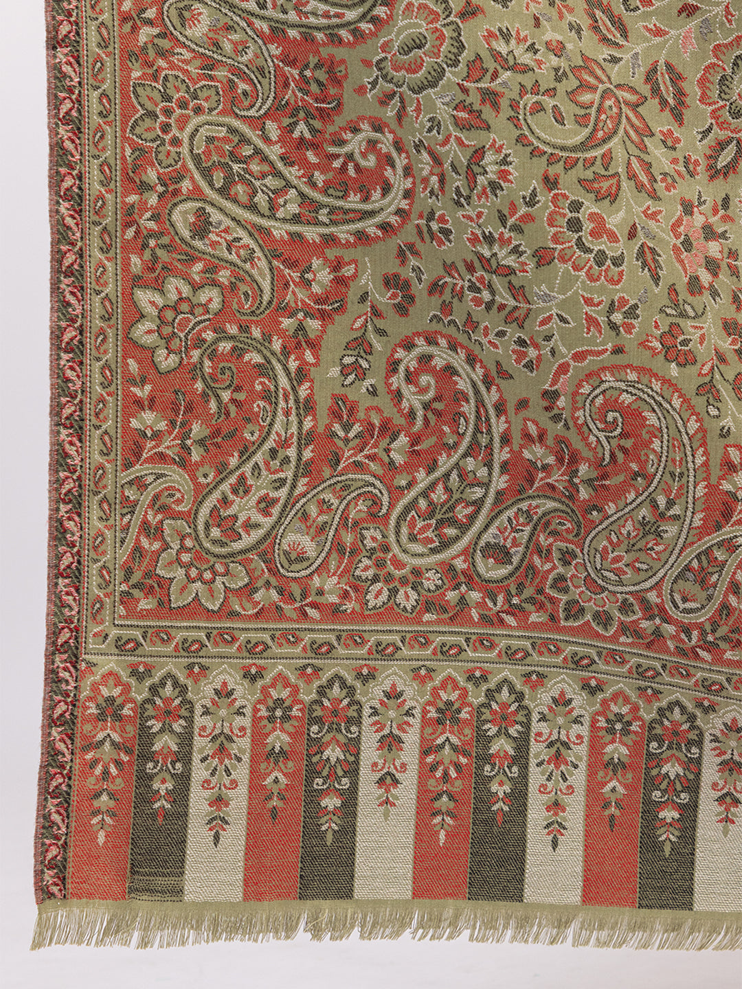 Tillaari Traditional Floral and Paisley Jaal Shawl