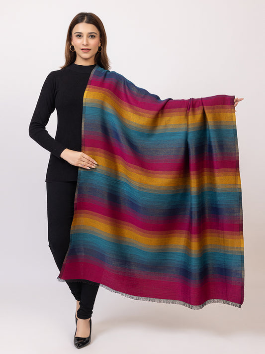 Tillaari Dark Multicolor Striped Shawl