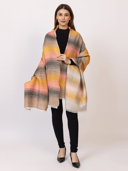 Tillaari Pastel Multicolor Striped Shawl
