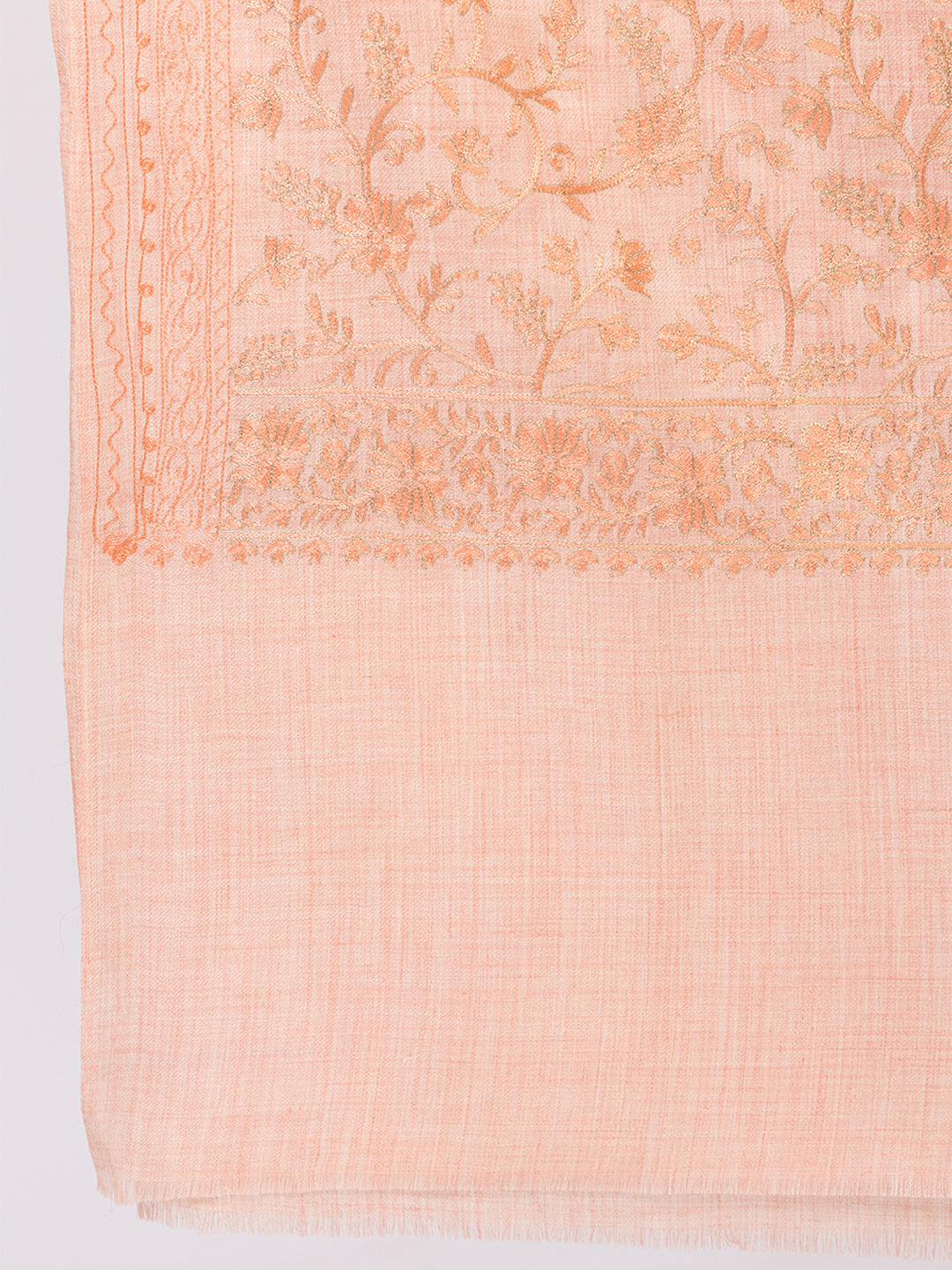 Tillaari Coral Shawl with Intricate Floral Jaal Embroidery