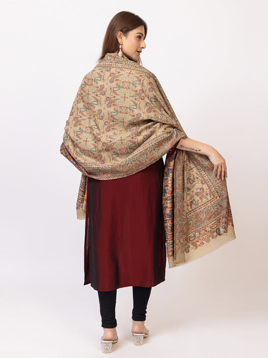 Tillaari Elegant Stole with Vibrant Multicolor Paisley Border