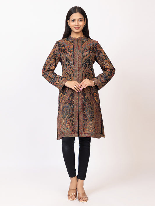 Tillaari Multicolor Paisley Jaal Woven Jacket for Women