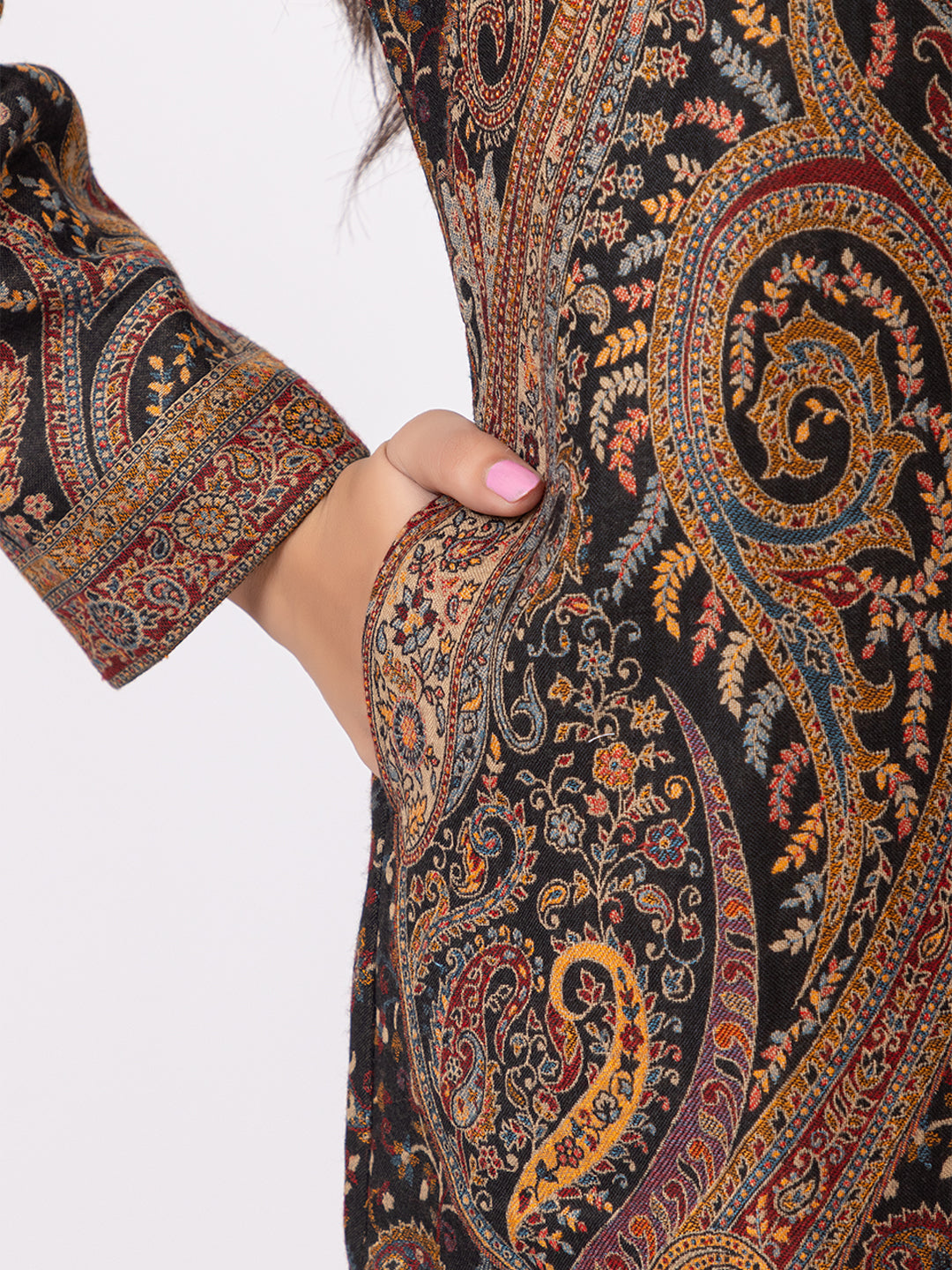Tillaari Multicolor Paisley Jaal Woven Jacket for Women
