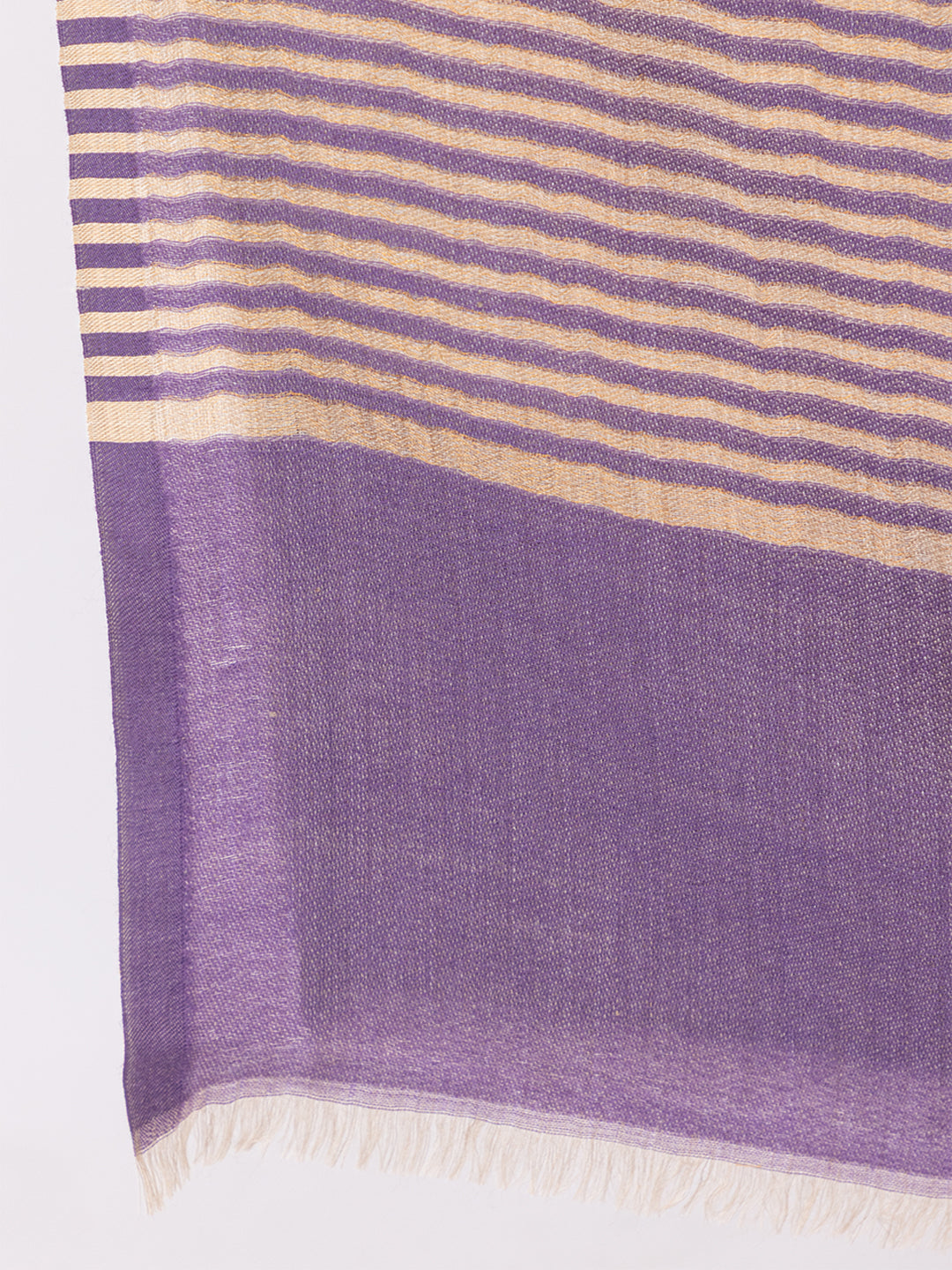 Tillaari Elegant Purple, Cream and Golden Striped stole