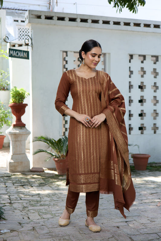 Nargis Brown Kurta Set