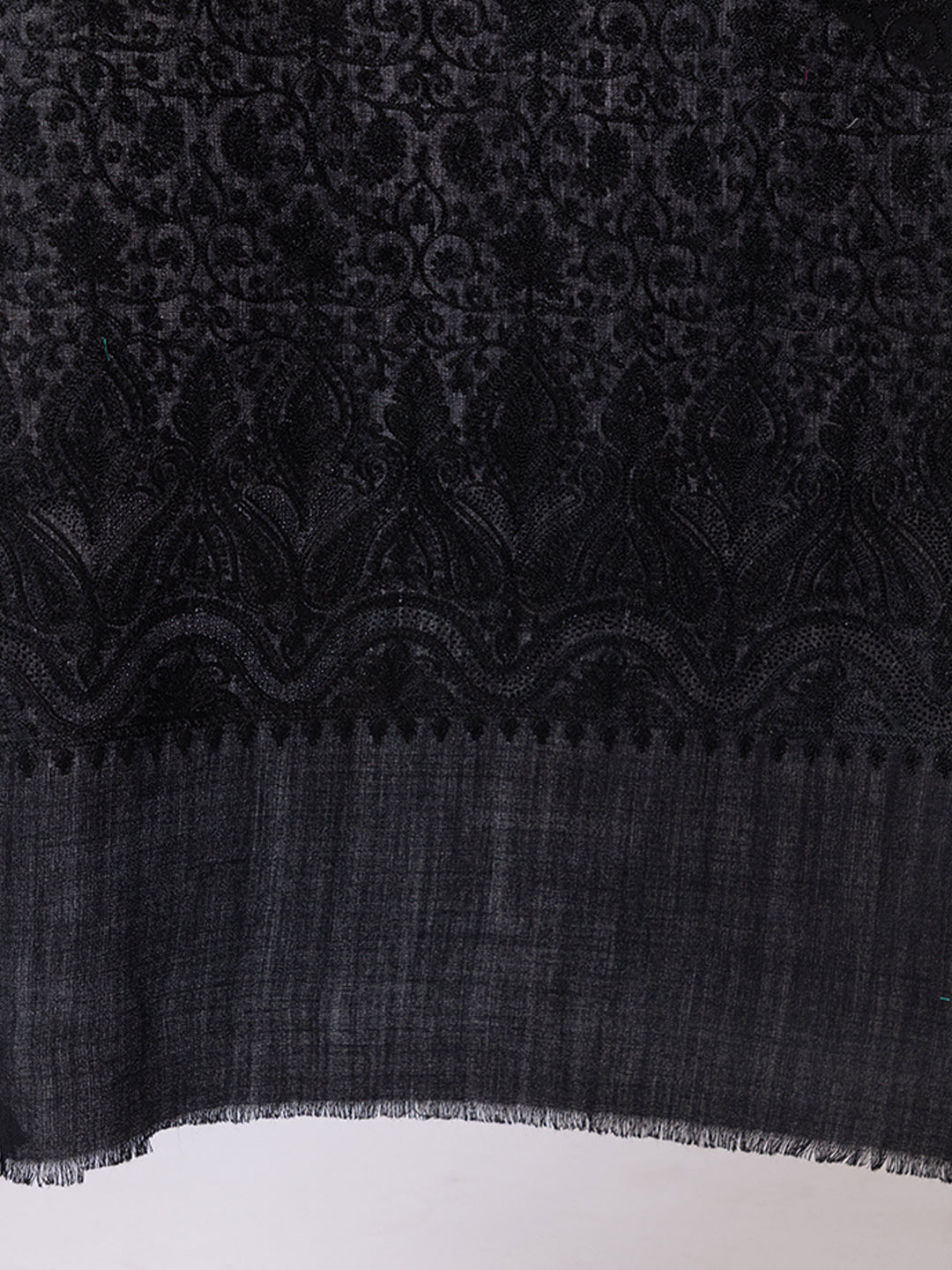 Tillaari Black Aari Embroidered Stole with Stone Work