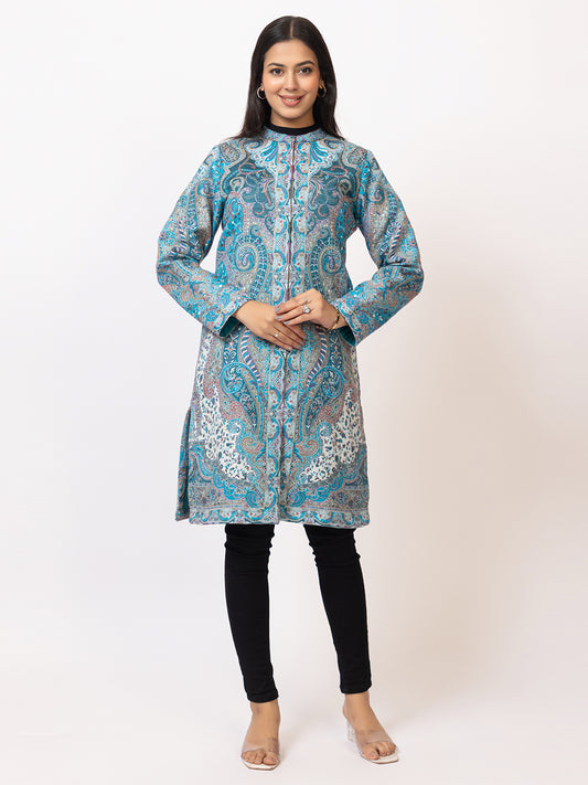 Tillaari Ferozi Paisley Jaal Woven Jacket for Women
