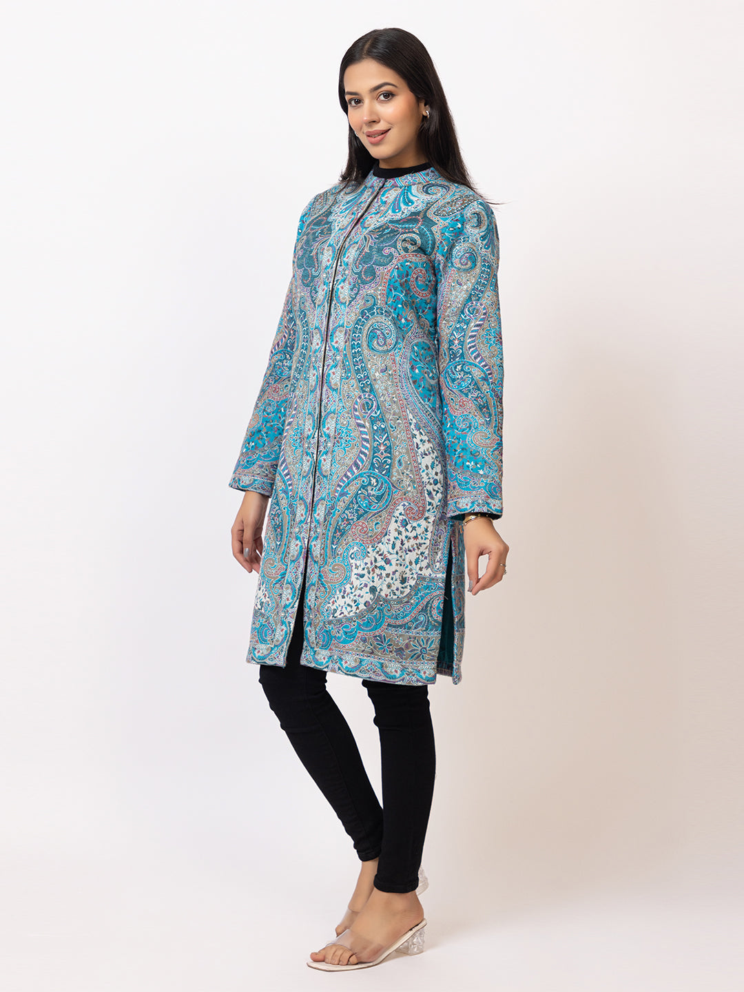 Tillaari Ferozi Paisley Jaal Woven Jacket for Women