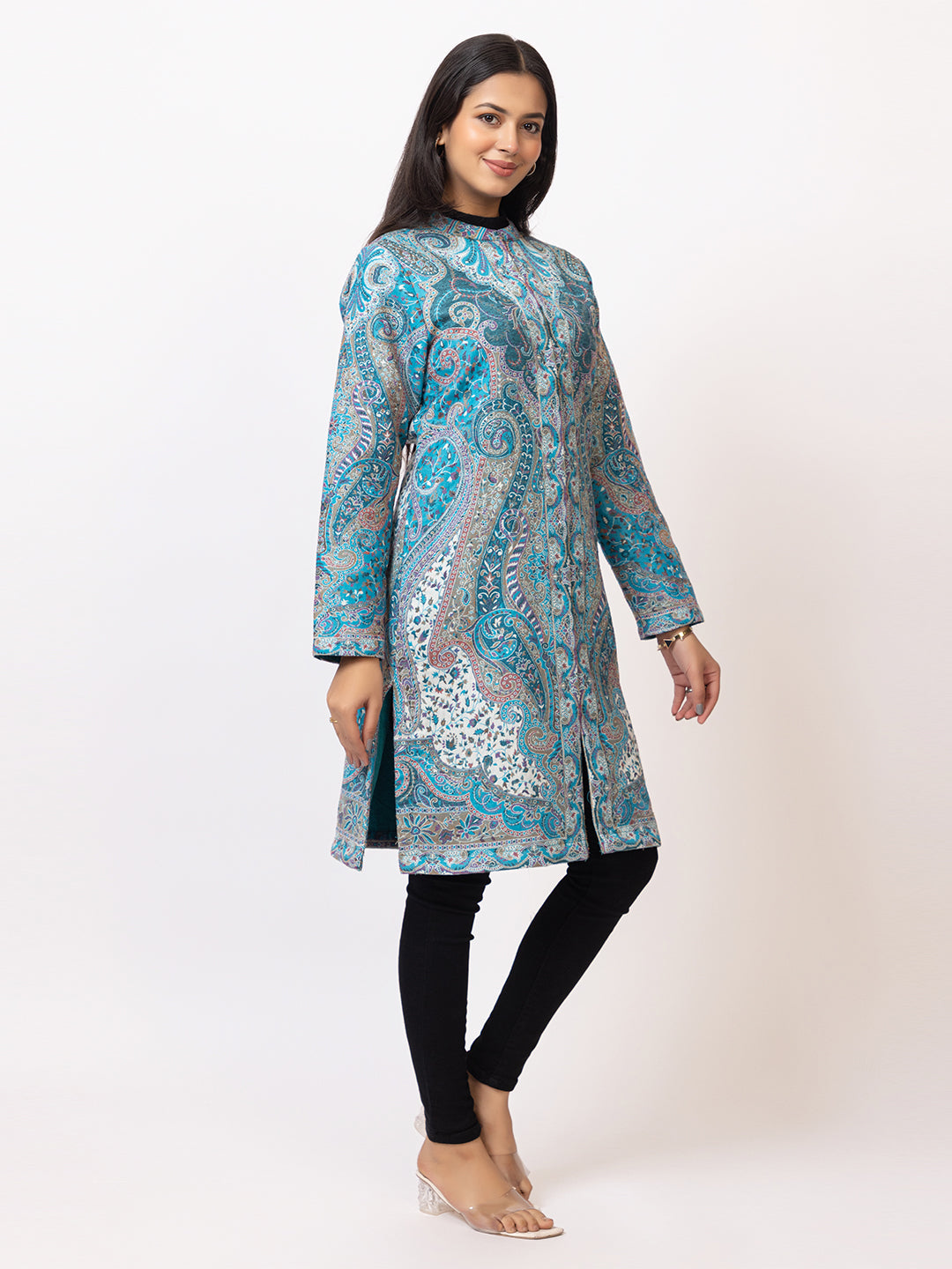 Tillaari Ferozi Paisley Jaal Woven Jacket for Women