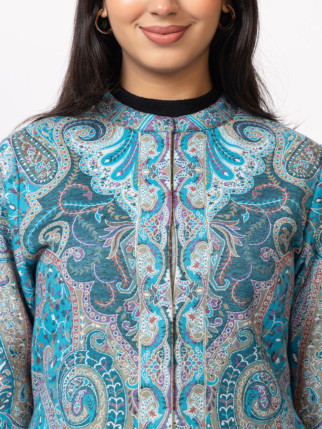Tillaari Ferozi Paisley Jaal Woven Jacket for Women