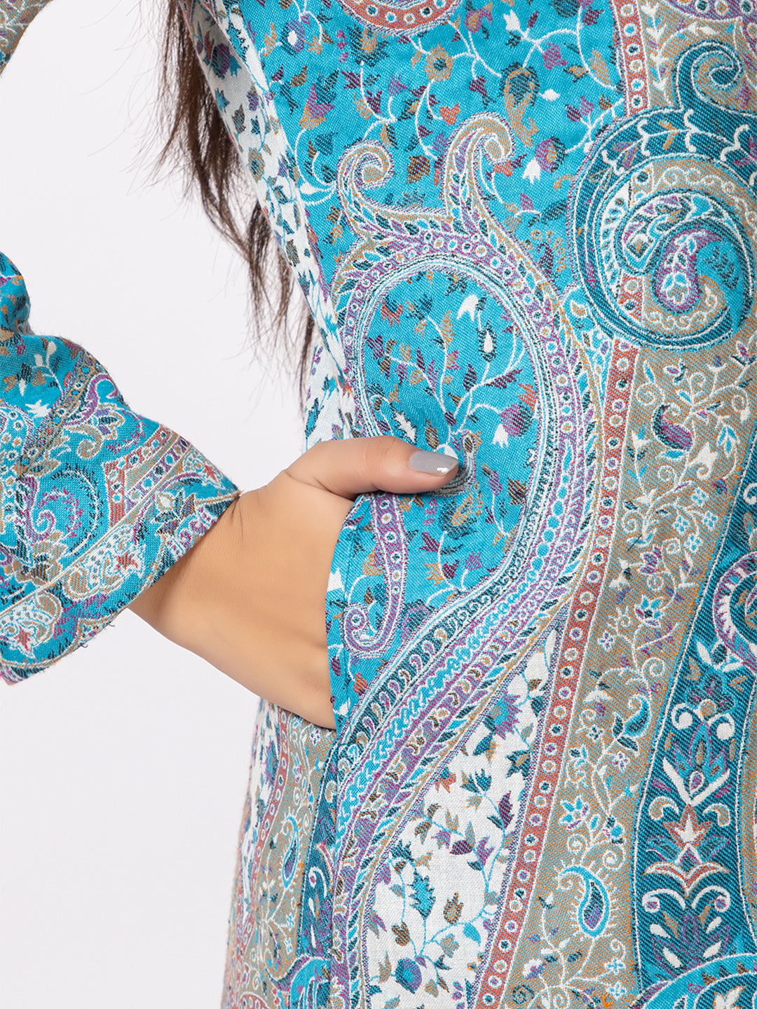 Tillaari Ferozi Paisley Jaal Woven Jacket for Women