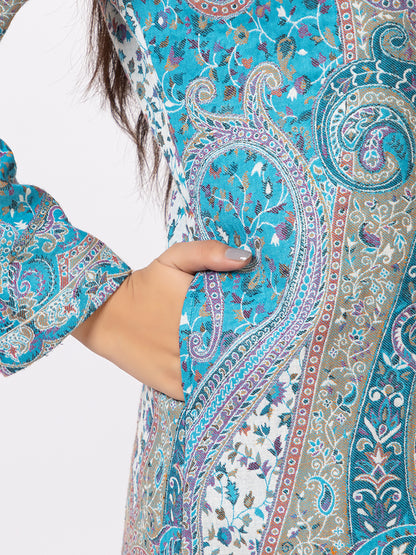 Tillaari Ferozi Paisley Jaal Woven Jacket for Women