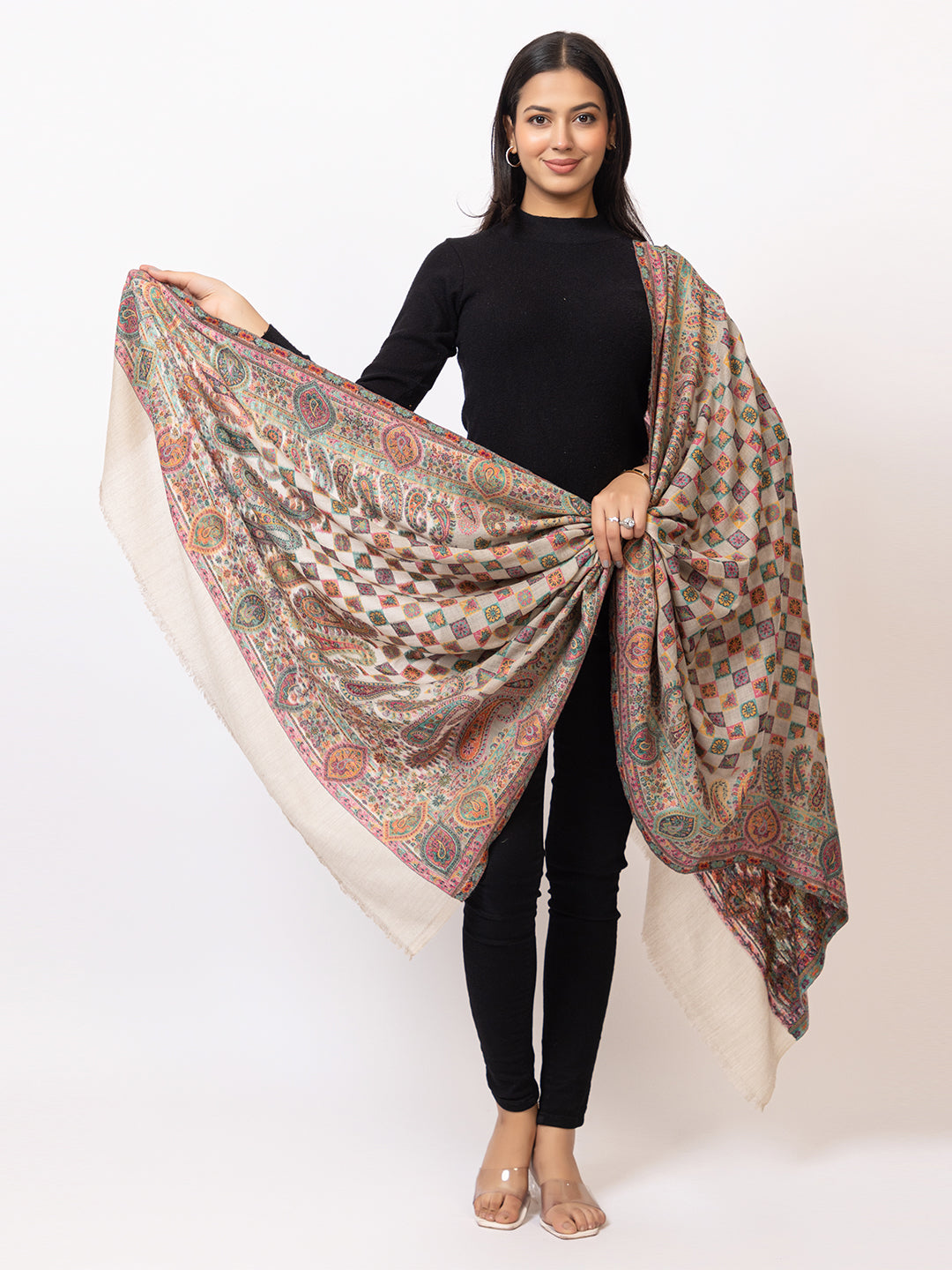 Tillaari Multicolor Checkered Shawl