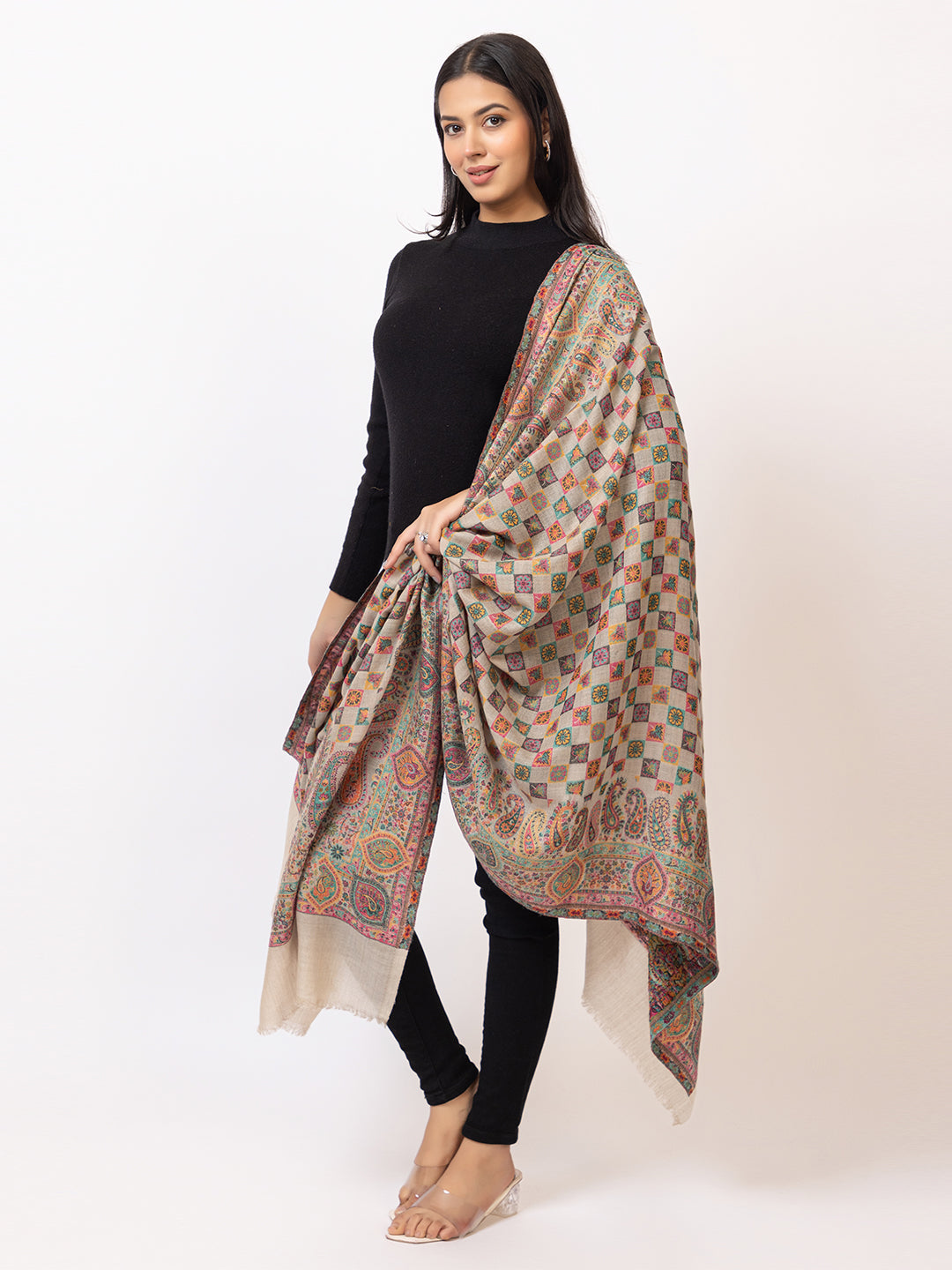 Tillaari Multicolor Checkered Shawl