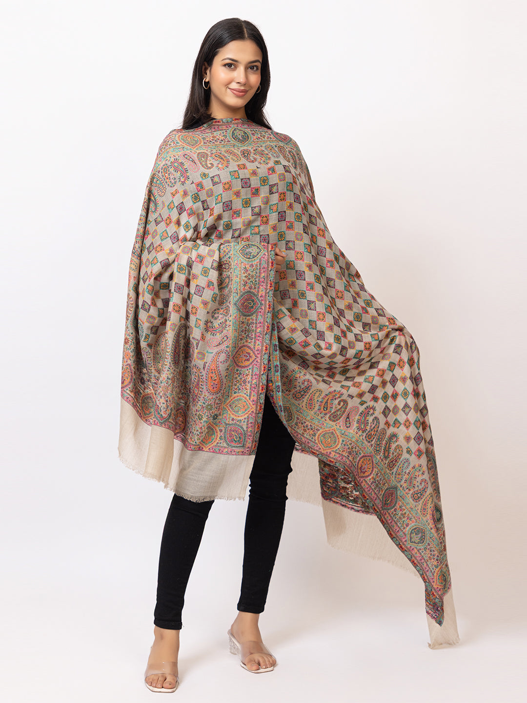 Tillaari Multicolor Checkered Shawl