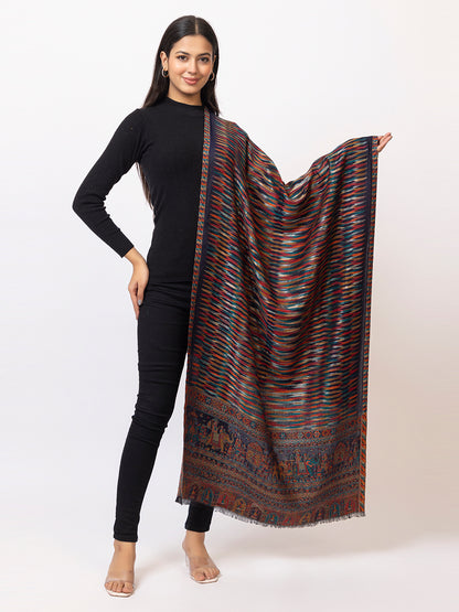 Tillaari Dark Blue Royal Procession Motif Stole