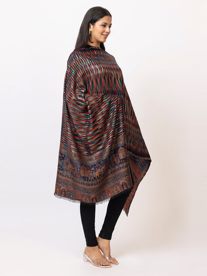 Tillaari Dark Blue Royal Procession Motif Stole