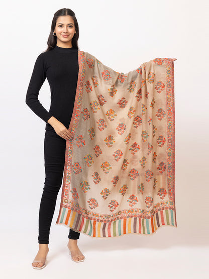 Tillaari Light Mixture Shawl with Multicolor Floral Buti Motifs