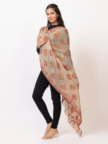 Tillaari Light Mixture Shawl with Multicolor Floral Buti Motifs