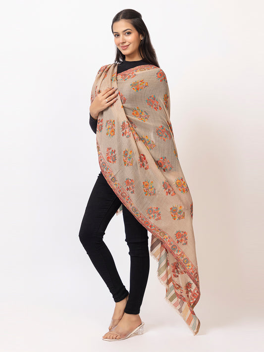 Tillaari Light Mixture Shawl with Multicolor Floral Buti Motifs