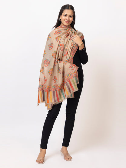 Tillaari Light Mixture Shawl with Multicolor Floral Buti Motifs