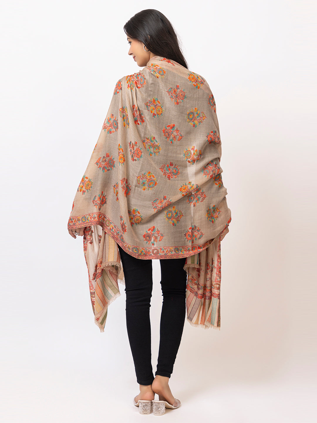 Tillaari Light Mixture Shawl with Multicolor Floral Buti Motifs