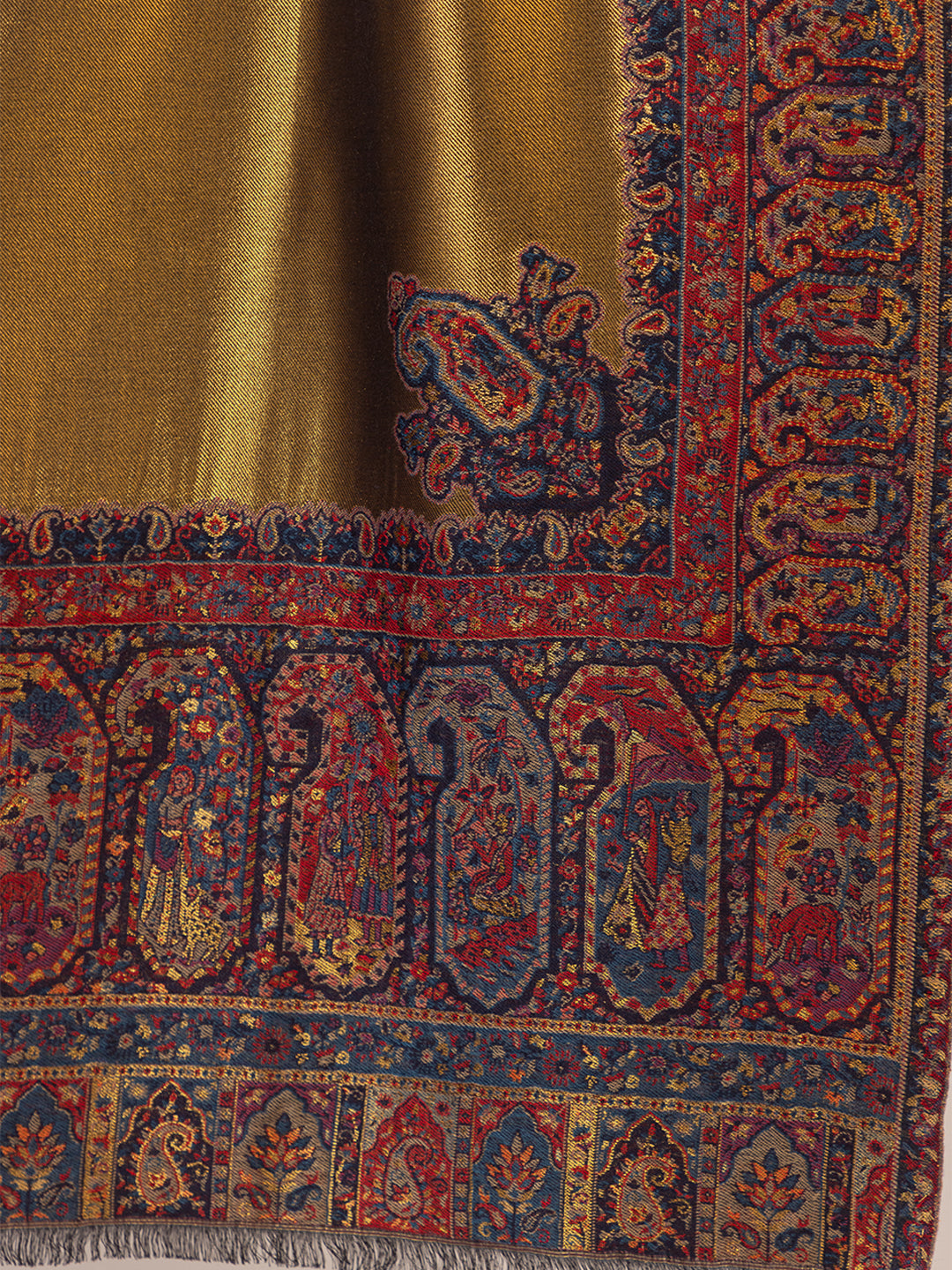 Tillaari Black-Gold Shawl with Intricate Paisley and Floral Zari Base