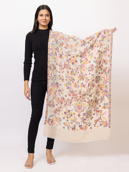 Tillaari Elegant Stole with Multicolor Floral Jaal
