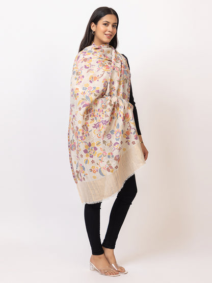 Tillaari Elegant Stole with Multicolor Floral Jaal