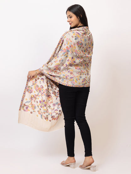 Tillaari Elegant Stole with Multicolor Floral Jaal