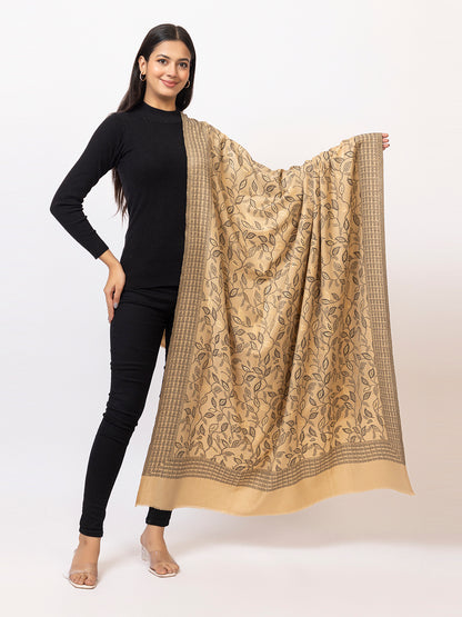 Tillaari Resham Shawl with Leaf and Geometric Border