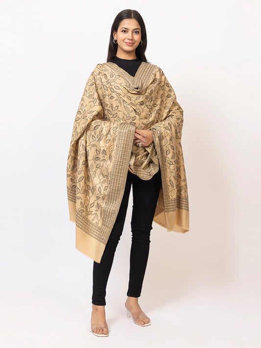 Tillaari Resham Shawl with Leaf and Geometric Border