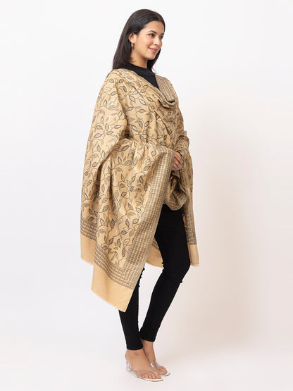 Tillaari Resham Shawl with Leaf and Geometric Border