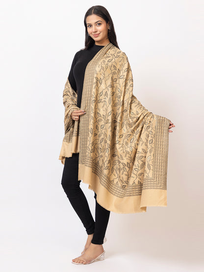 Tillaari Resham Shawl with Leaf and Geometric Border
