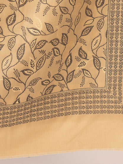 Tillaari Resham Shawl with Leaf and Geometric Border