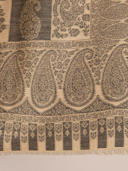 Tillaari Hetiage Shawl with Checkered Weave, Paisley and Floral Design