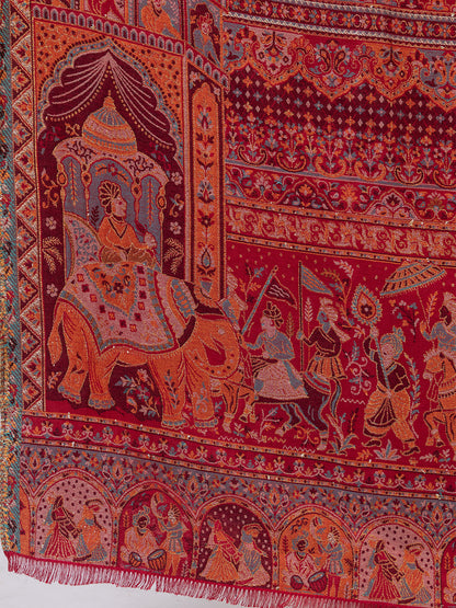 Tillaari Royal Heritage Shawl with Court Scene