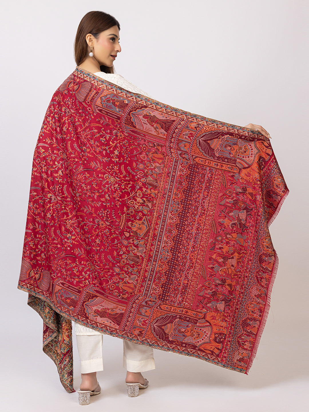 Tillaari Royal Heritage Shawl with Court Scene