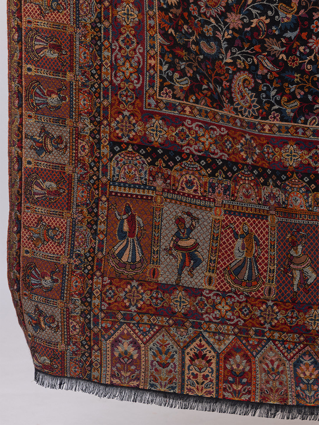 Tillaari Shawl with Floral and Dancing Motif Border