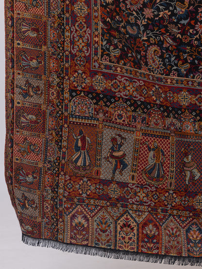 Tillaari Shawl with Floral and Dancing Motif Border