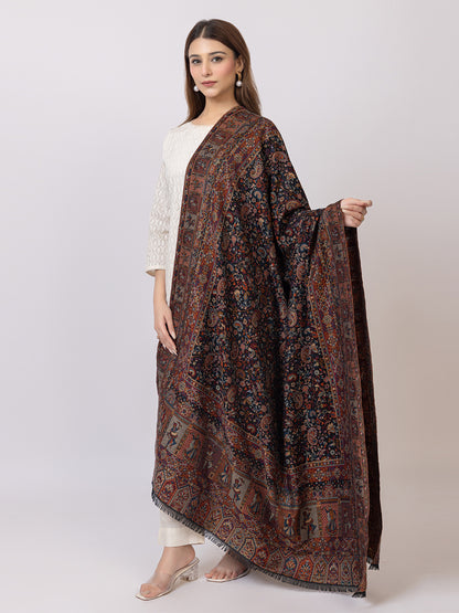 Tillaari Shawl with Floral and Dancing Motif Border