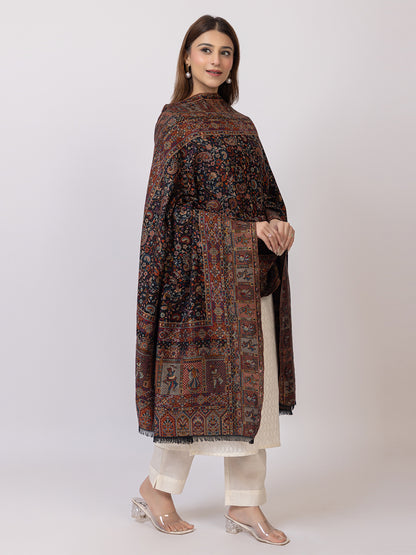 Tillaari Shawl with Floral and Dancing Motif Border