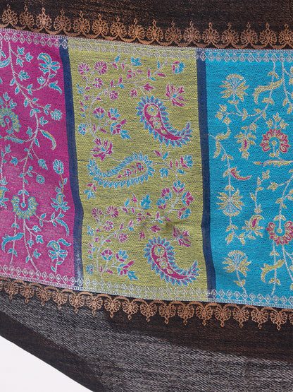 Tillari Night Blooming Navy Stole with Ethnic Border