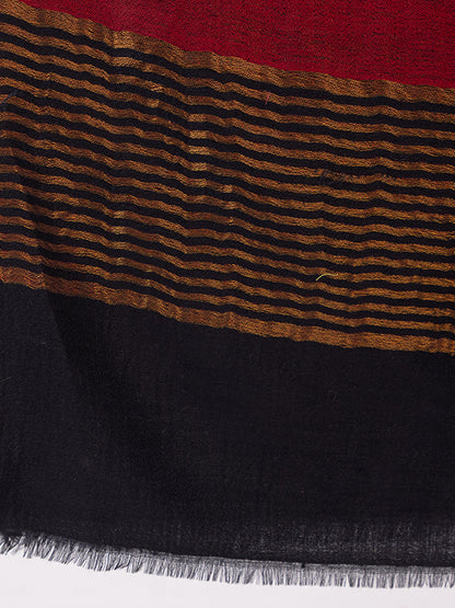 Tillaari Elegant Red, Black and Golden Striped Stole