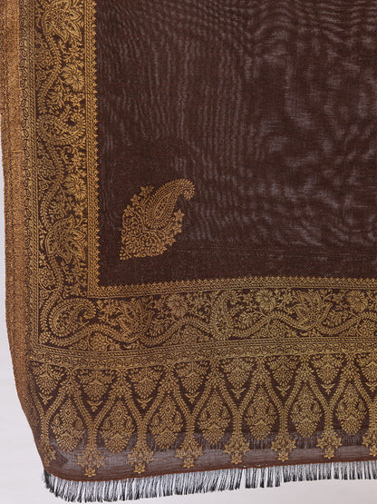 Tillaari Festive Stole with Gold Zari Border